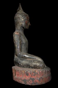 A Fine Early Wood & Lacquer Buddha from Shan State Burma 18th Century