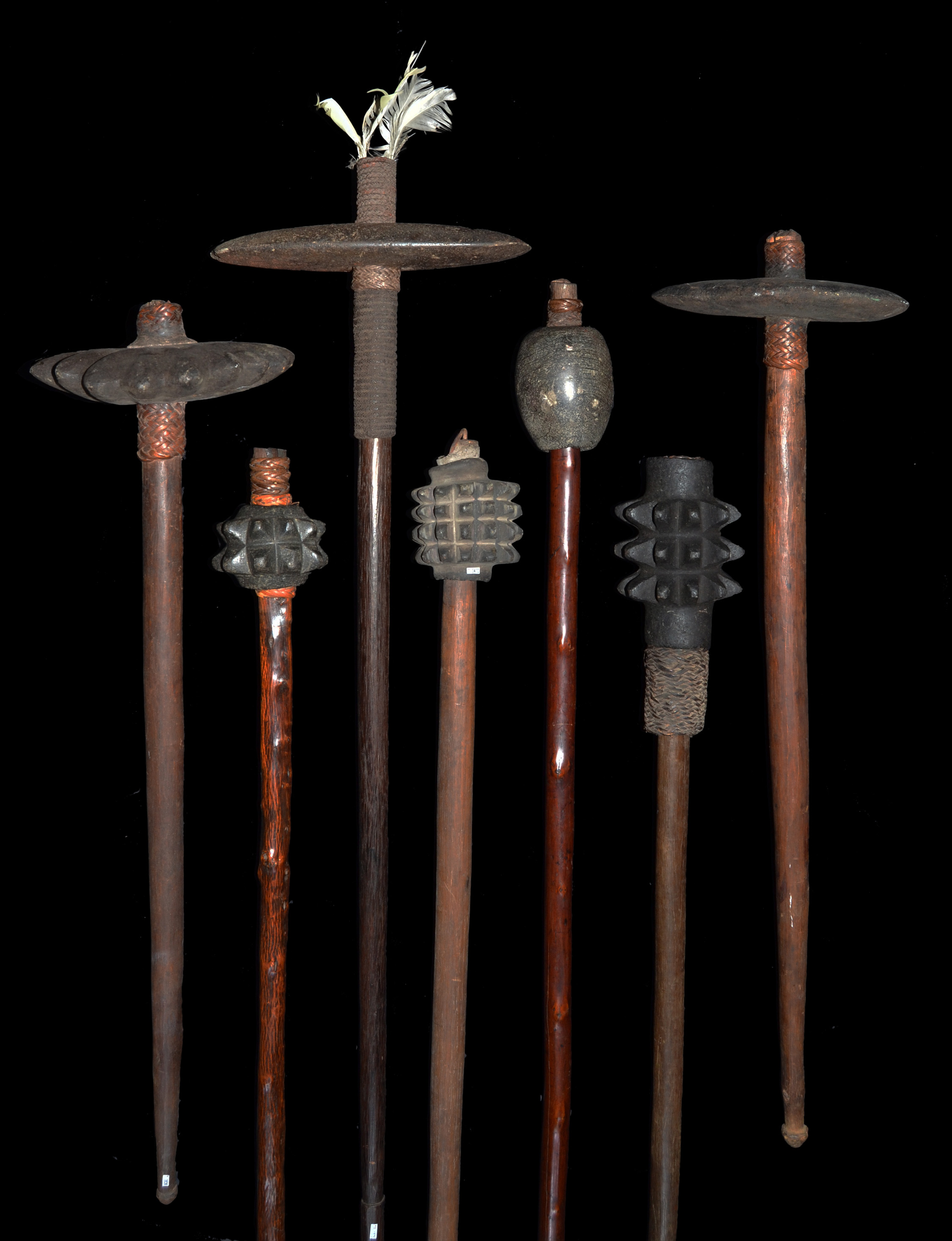Collection of Early Stone Headed Clubs Papua New Guinea