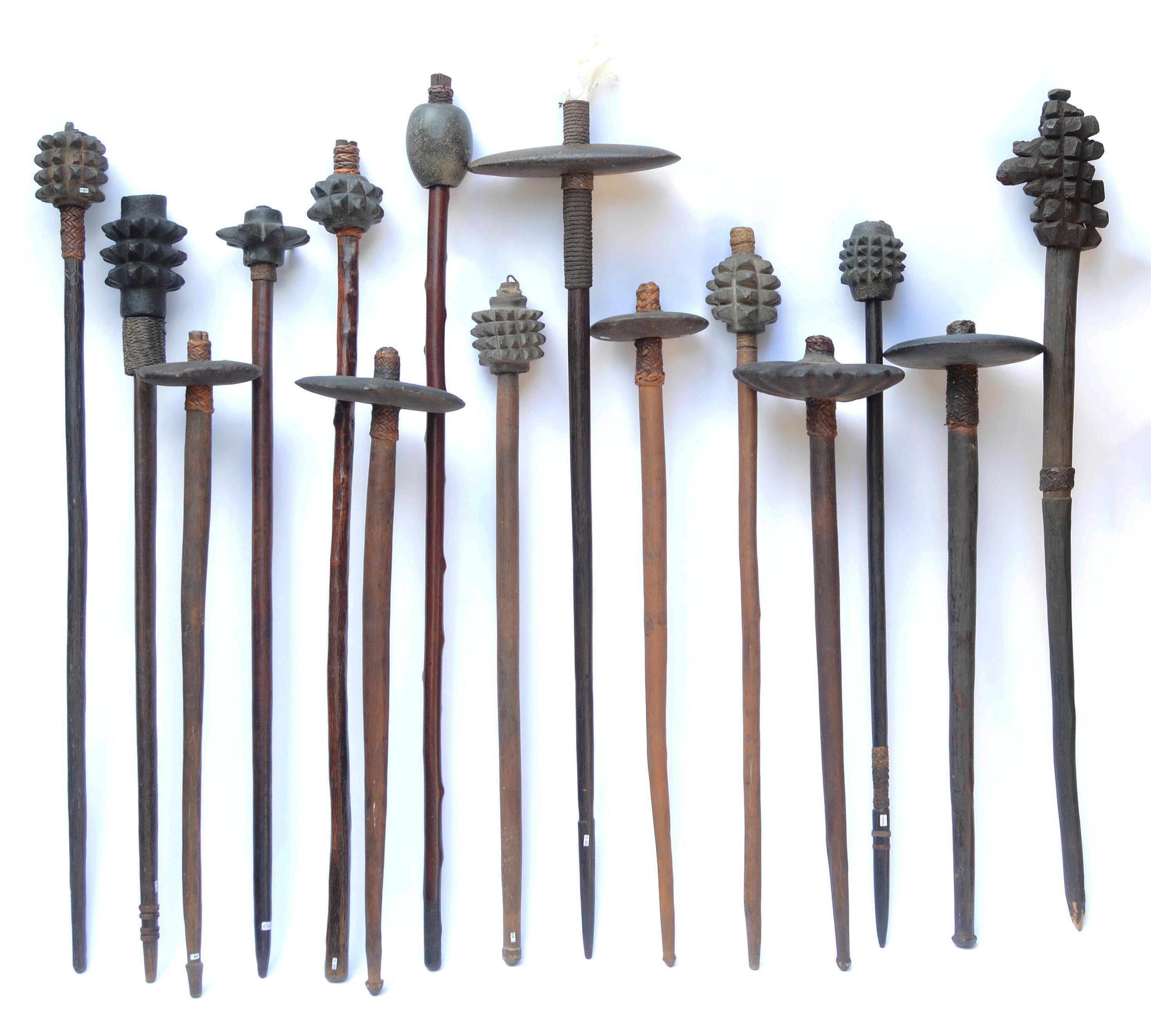 Collection of Early Stone Headed Clubs Papua New Guinea