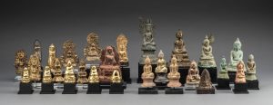 A Fine Old Collection of 58 Clay & Metal Buddhist Votives Burma Myanmar 18th -19th Century