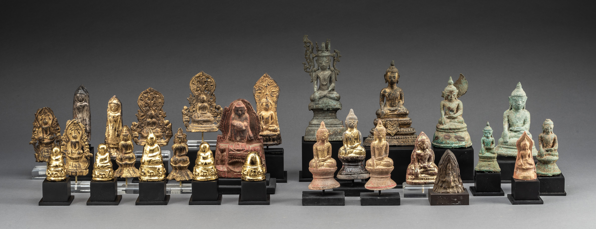 A Collection of 58 Clay & Metal Buddhist Votives Burma Myanmar,18th -19th Century