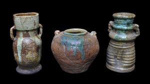 Three Fine Old Japanese Shigaraki Vases from Japan
