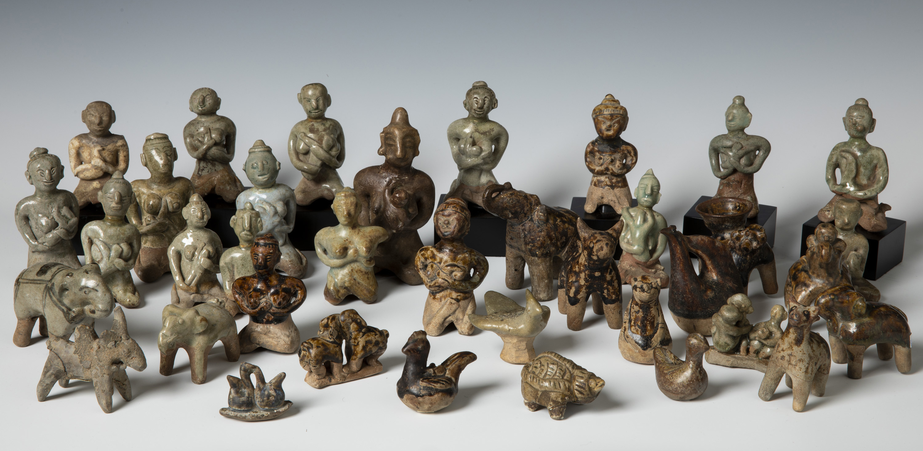 A Superb Collection of Sukhothai & Sawankhalok NE Thailand Ceramic Figures 13th-14th C