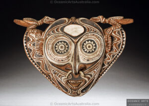 A Superb Old New Guinea Ceremonial House Gable Mask Middle Sepik River Area Papua New Guinea