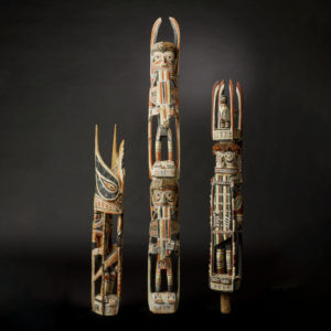 Three Fine New Guinea Tabar Island Malangan Ceremonial Figures New Ireland Papua New Guinea