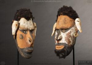 A Superb Pair of New Guinea Carved Portrait Heads Middle Sepik River East Sepik Province Papua New Guinea