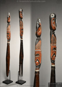 Superb Pair of New Guinea Sago Pegs Abelam People Prince Alexander Mountains East Sepik Province Papua New Guinea