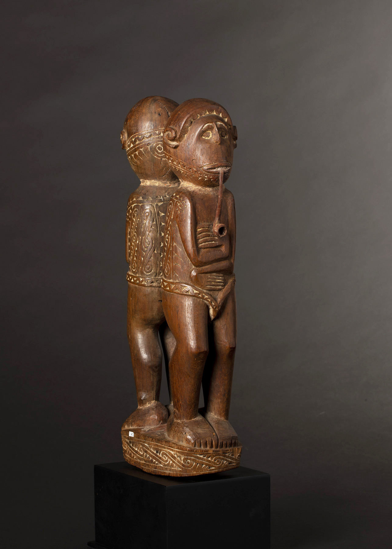 A Superb Old Massim Figure by Master Carver Banieva Milne Bay Province PNG 19th Century