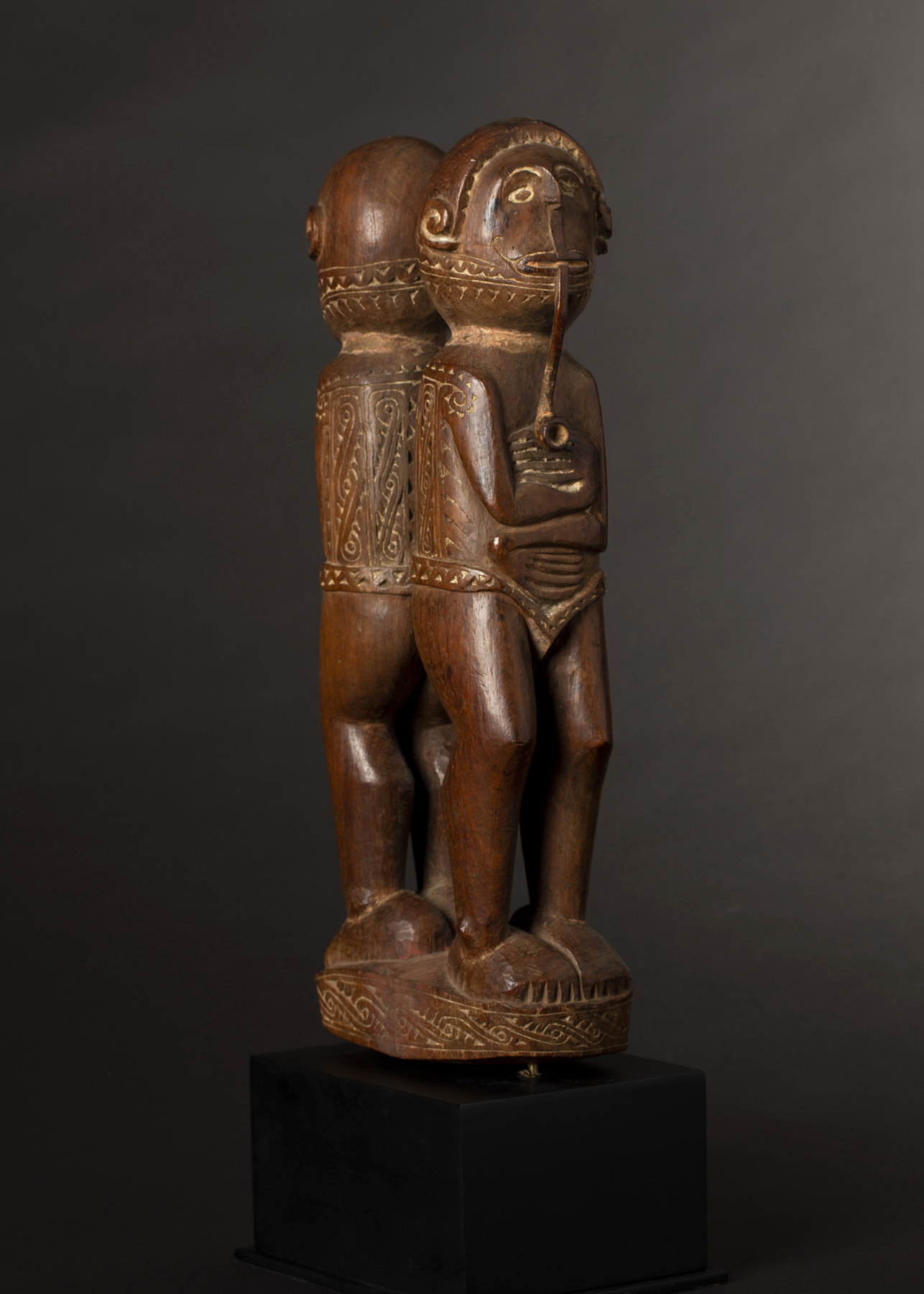 A Superb Old Massim Figure by Master Carver Banieva Milne Bay Province PNG 19th Century