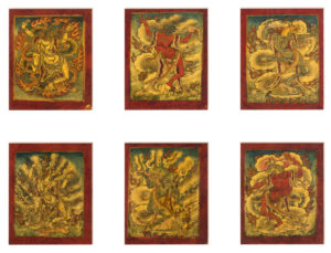 Six Superb Old Tibetan Buddhist Tsakli Paintings Teaching Cards 18th Century