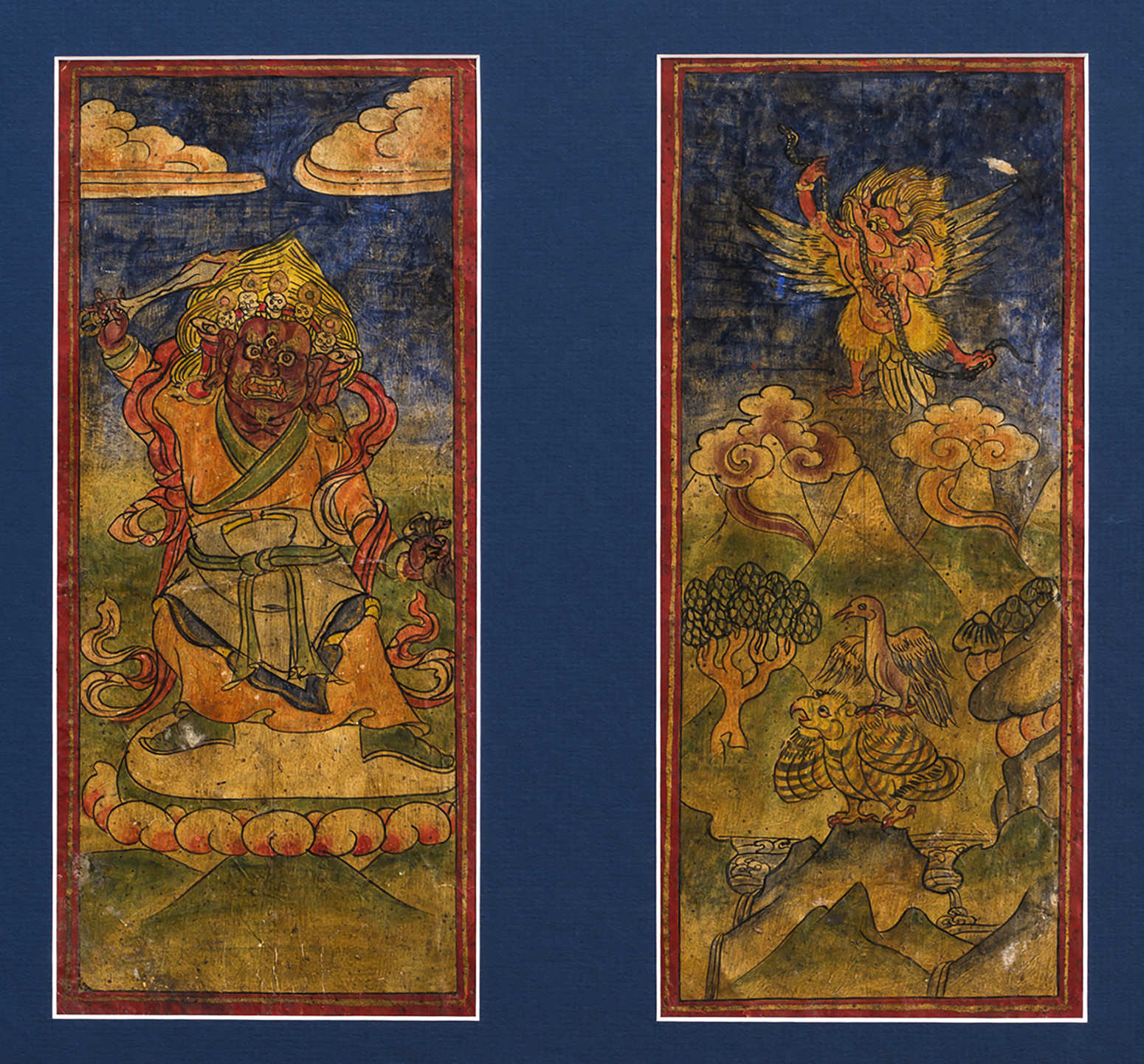 Pair of Large Buddhist Tsakli Painting Bhutan