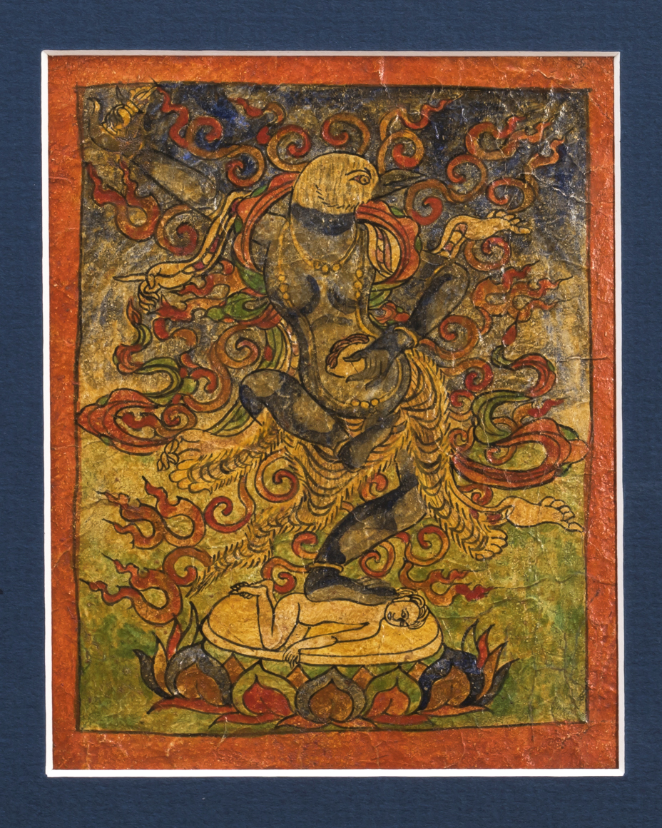 Six Fine Tibetan Buddhist Tsakli Paintings Teaching Cards Depicting Bardo Deities
