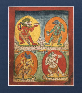 Six Fine Old Tibetan Tsakli Paintings of Buddhist Bardo Deities 19th Century Tibet