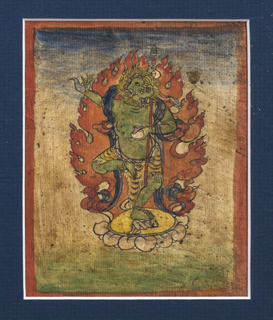 Four Fine Tibetan Tsakli Paintings Buddhist Teaching Cards of Bardo Deities