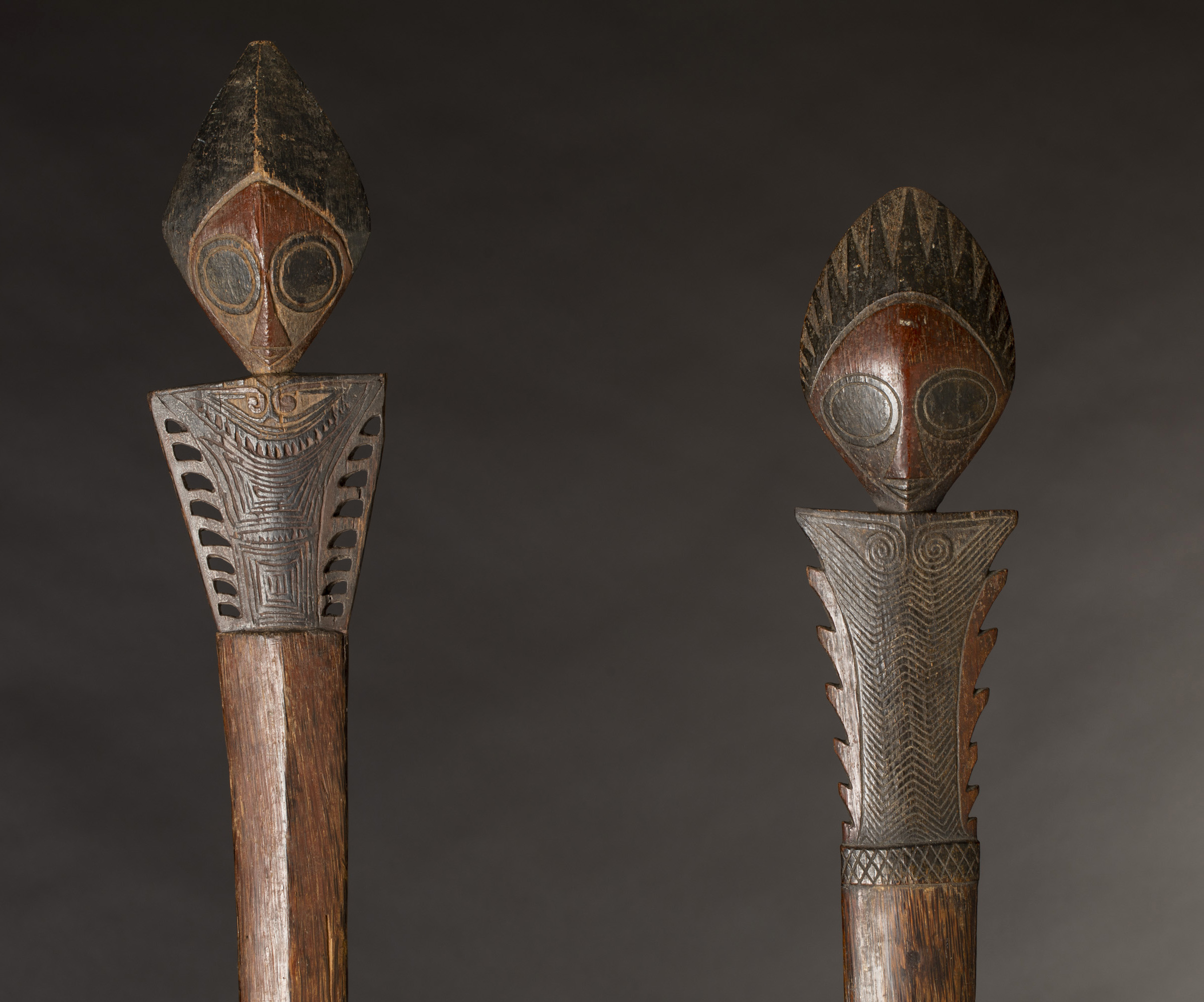 Pair of Dance Clubs Bougainville Island Papua New Guinea 19th Century