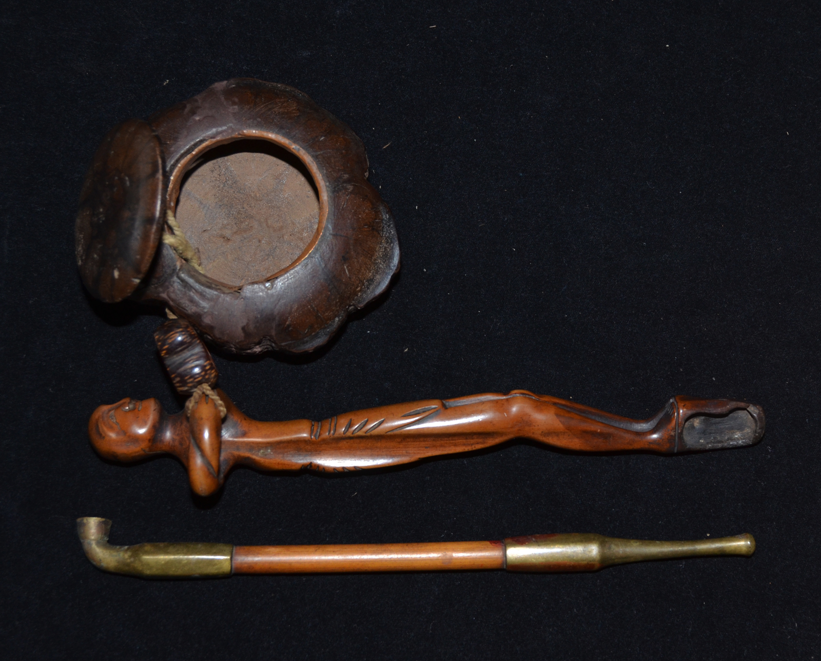 A Fine Antique Japanese Tobacco Case with Pipe Holder in Human Form