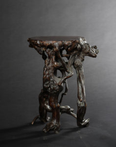 A Fine Old Japanese Natural Form Burl Wood Stand Called Kadai