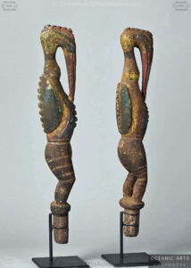 A Pair of Fine Old New Guinea Sacred Flute Stoppers Middle Sepik River Papua New Guinea