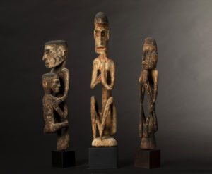 Three Fine Old New Guinea Asmat Ancestor Figures West Papua Irian Jaya Indonesia