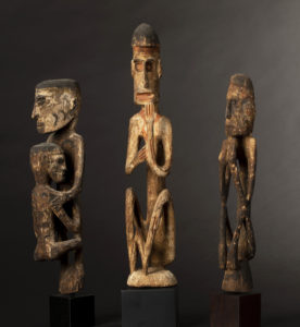 Three Fine Old New Guinea Asmat Ancestor Figures West Papua Irian Jaya Indonesia