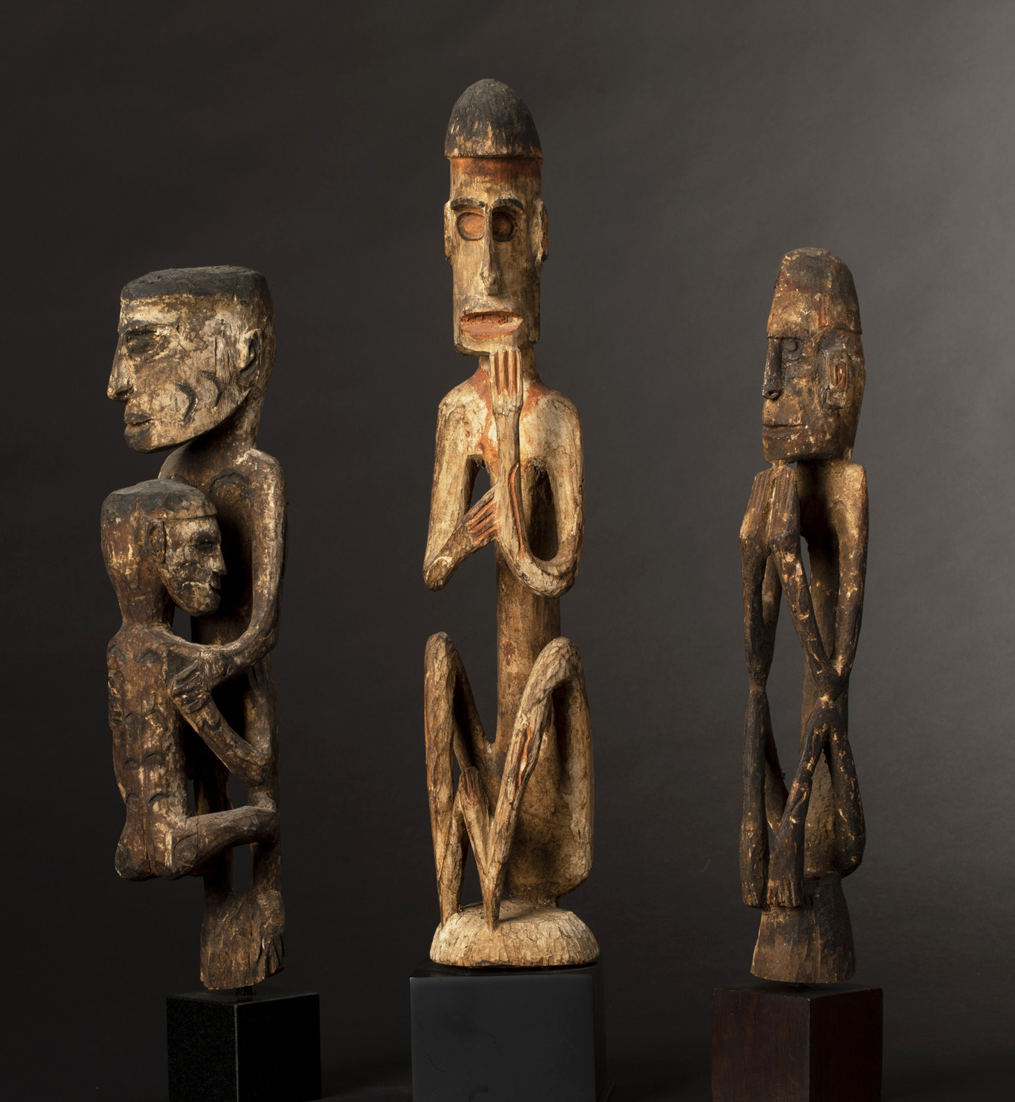 Three Early Asmat Ancestor Figures West Papua Irian Jaya Indonesia