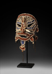 A Rare New Guinea Woven & Shell Mask Bogia area Madang Province Papua New Guinea