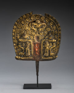A Superb Tibetan Buddhist Gilt Bronze Repousse Aureole Tibet 14th- 15th Century
