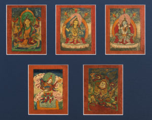 Five Superb Old Tibetan Buddhist Tsakli Paintings 19th Century