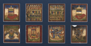 Eight Fine Tibetan Tsakli Paintings Buddhist Teaching Cards 19th Century