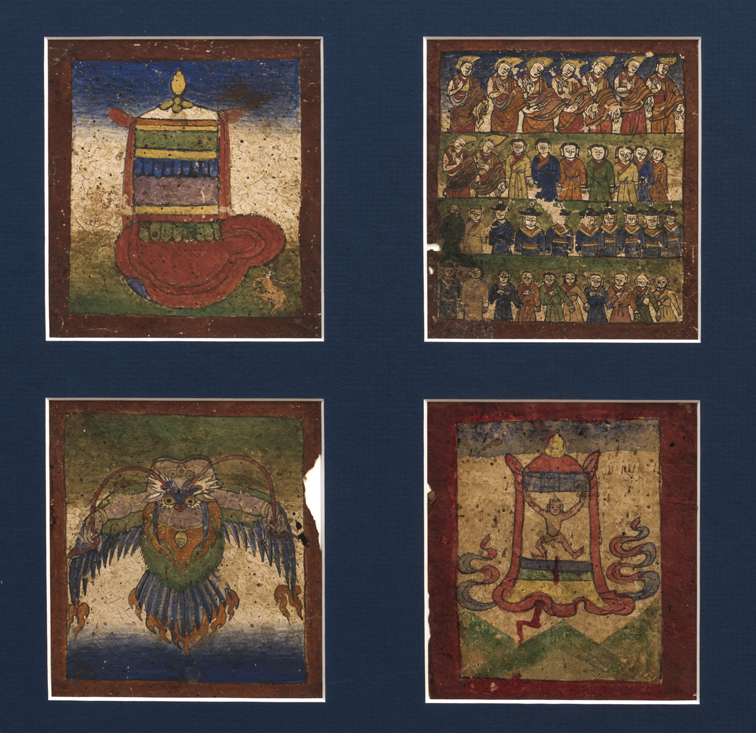 Eight Fine Tibetan Tsakli Paintings Buddhist Teaching Cards 19th Century