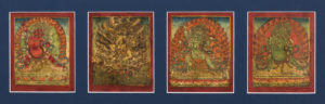 Four Fine Tibetan 19th Century Tsakli Paintings Buddhist Teaching Cards