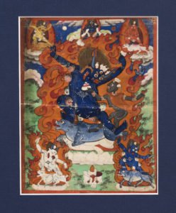A Fine Old Mongolian Buddhist Thangka Painting of Yama with Consort