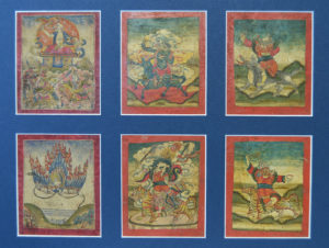 Six Fine Old Tibetan Buddhist Tsakli Paintings Teaching Cards 19th C
