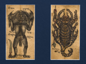 Two Superb Mongolian Drawings of a Witch & Scorpion 19th Century