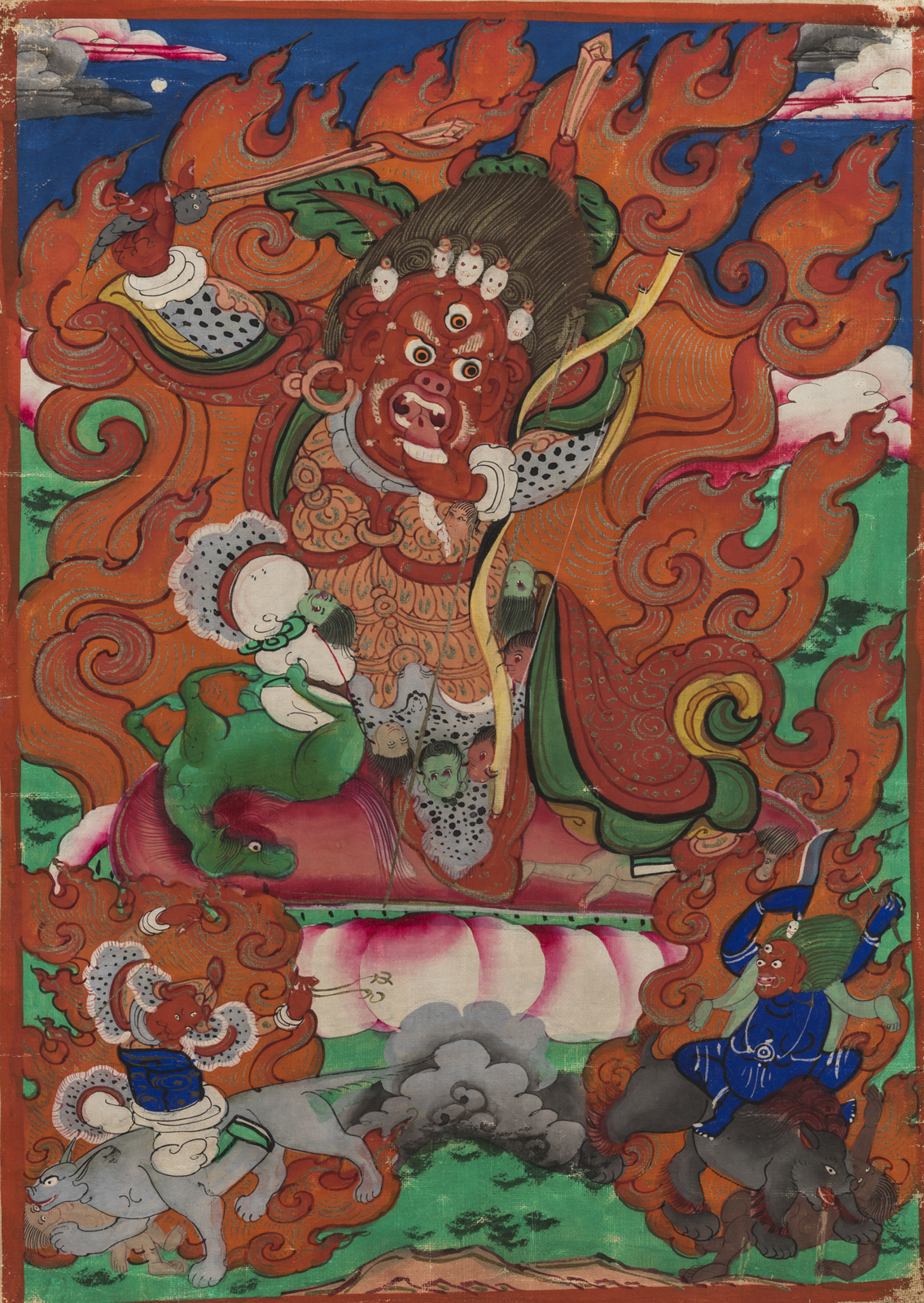 A Fine Mongolian Buddhist Thangka Painting of Begtse