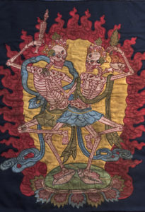 A Superb Mongolian Cloth Applique Thangka Depicting Dancing Citipati