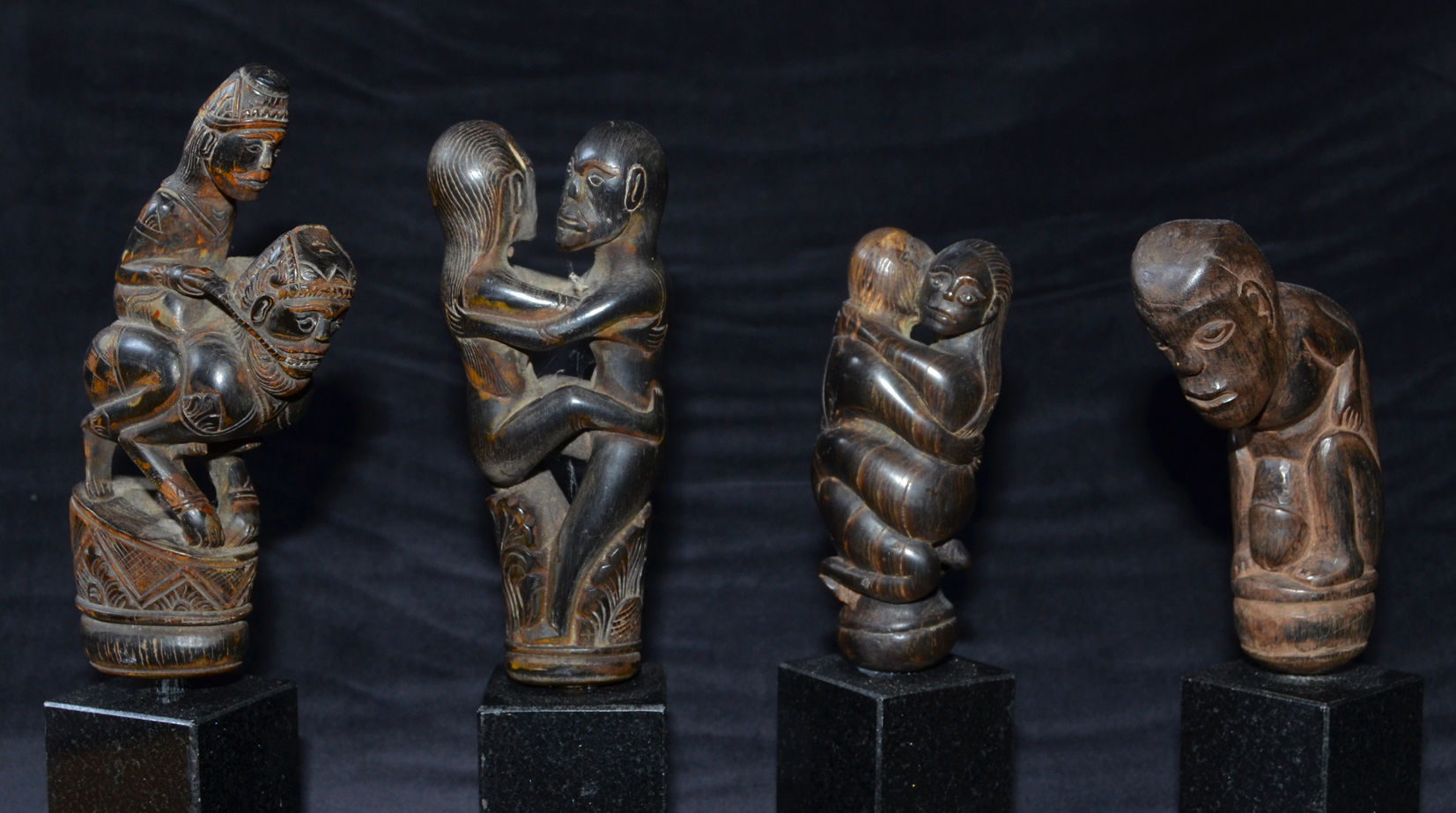 Four Finely Carved Betel Nut Knife Handles Indonesia