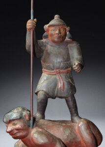 A fine Old Japanese Carving of the Buddhist Guardian Deity Zochoten