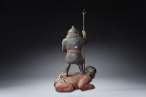 A fine Old Japanese Carving of the Buddhist Guardian Deity Zochoten