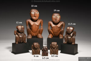 A Fine Old Collection of Micronesian Squatting Ancestor Figures Tobi Island Caroline Islands