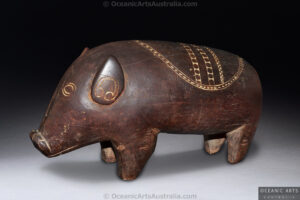 A Superb Old New Guinea Carved Pig Massim Culture Milne Bay Province Papua New Guinea