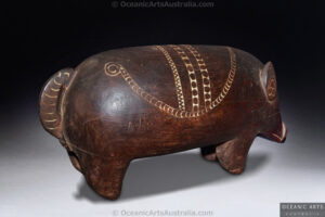 A Superb Old New Guinea Carved Pig Massim Culture Milne Bay Province Papua New Guinea