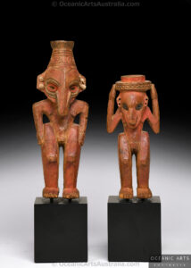 A Fine Pair of Old New Guinea Amulet Figures Coastal Sepik Area, East Sepik Province, Papua New Guinea