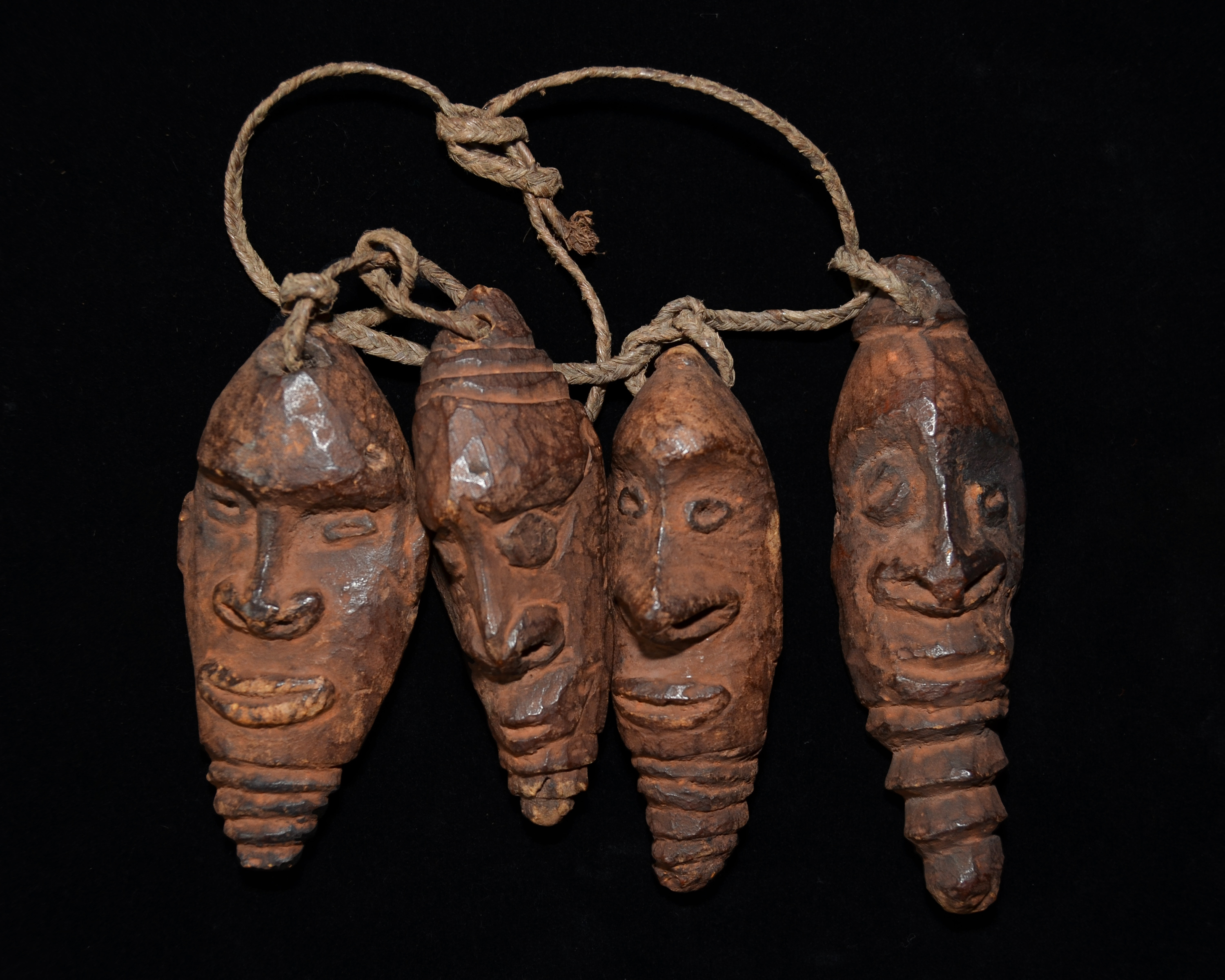 Four Fine Old New Guinea Amulet Masks Coastal Sepik Area East Sepik Province Papua New Guinea