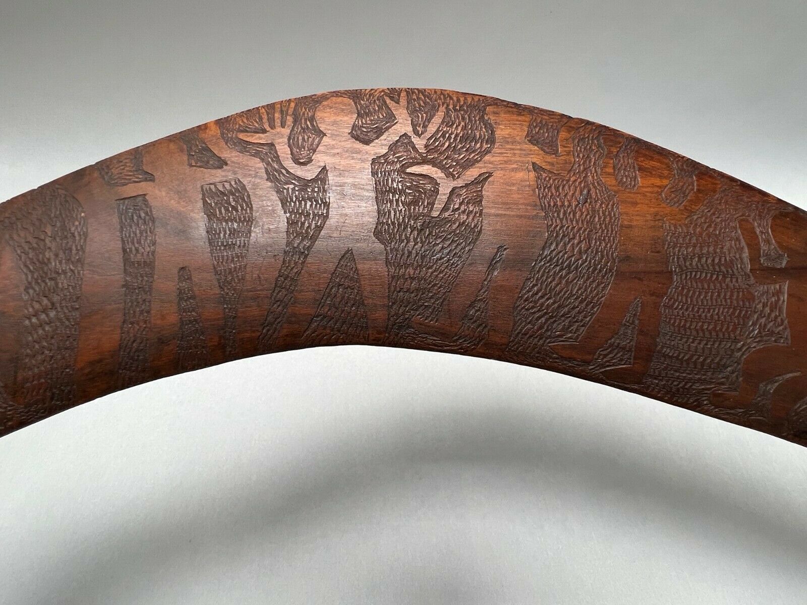 Superb First Australian Boomerang with Incised Dancing Ceremonial Figures West Australia
