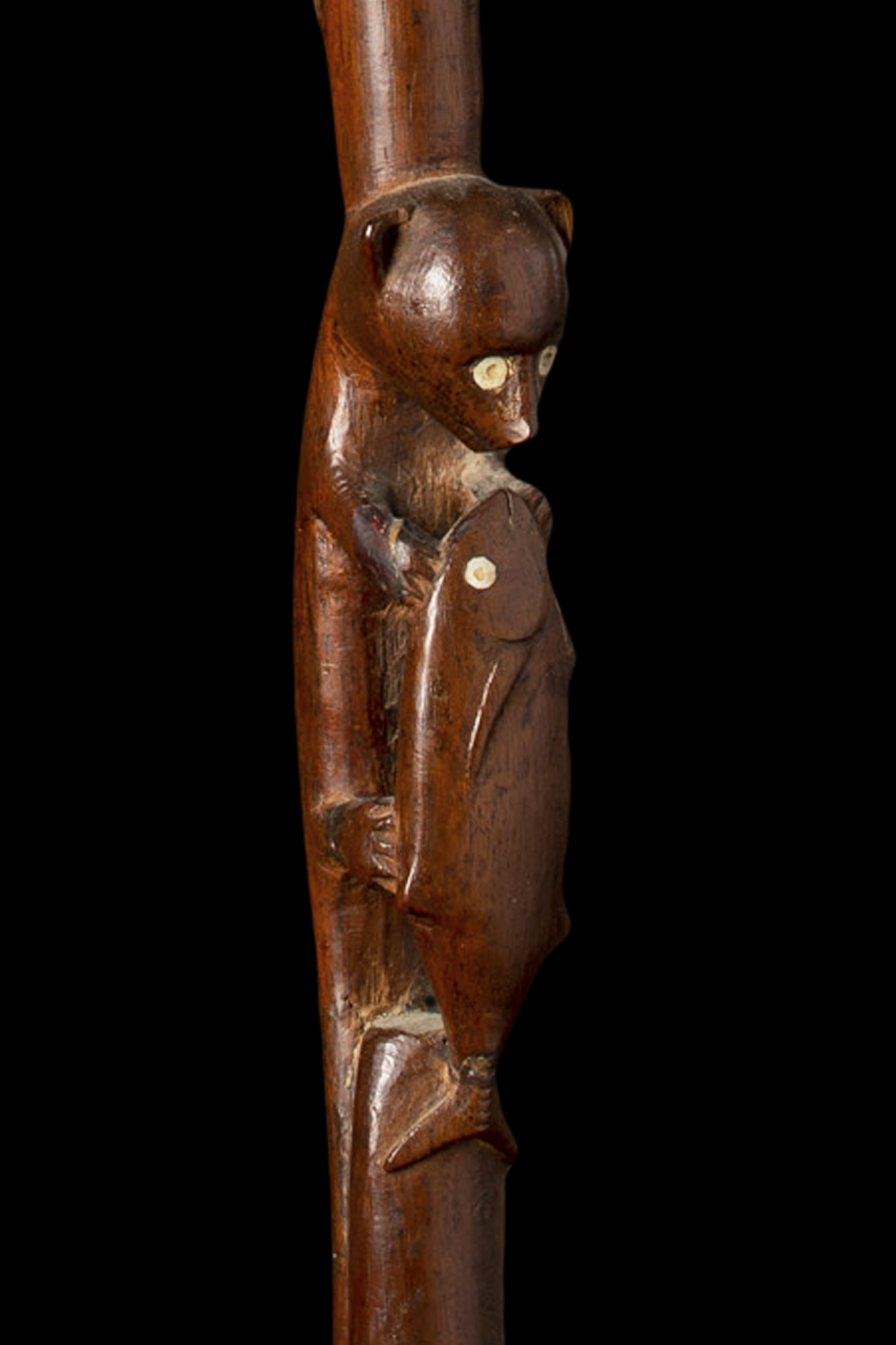 A Finely Carved Old Solomon Islands Staff  from the Star Harbour Area San Cristobal 