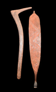 A Superb Old Australian Aboriginal Hooked Boomerang & Woomera Northern Territory & West Australia