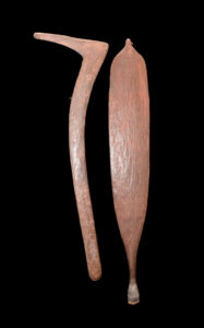 A Superb Old Australian Aboriginal Hooked Boomerang & Woomera Northern Territory & West Australia