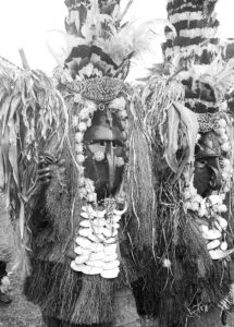 An Original Pair of Fine Old New Guinea Male & Female Brag Masks Coastal Sepik Area East Sepik Province in Papua New Guinea