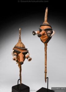 Two Fine Old Vanuatu Ceremonial Heads or Temmes Nevimbur Malekula Island Vanuatu